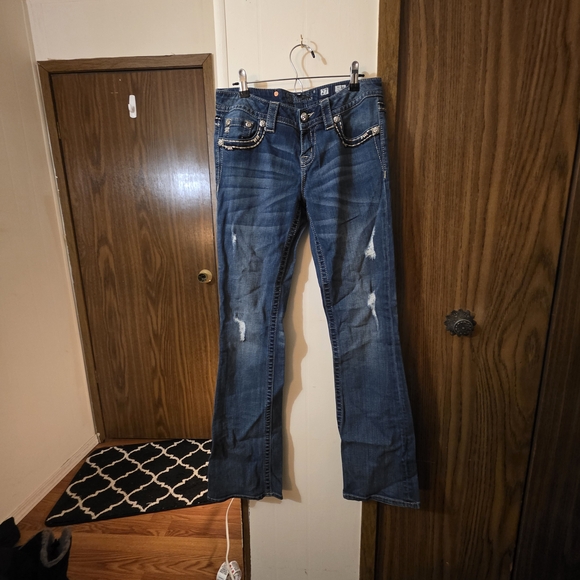 Miss Me Dark Blue Distressed Flare Jeans - Picture 3 of 6